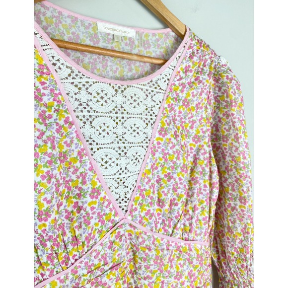 LoveShackFancy Marquise Floral Mini Dress 8 Fruity Punch Pink Cotton Coquette - Picture 7 of 15